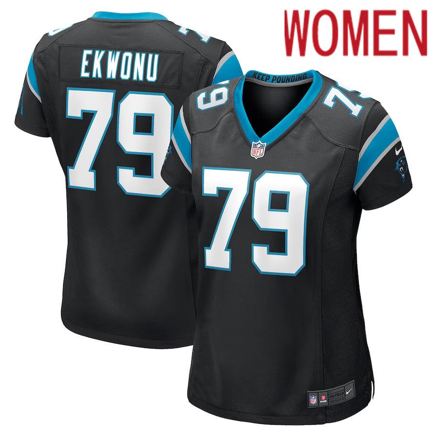 Women Carolina Panthers 79 Ikem Ekwonu Nike Black Player Game NFL Jersey